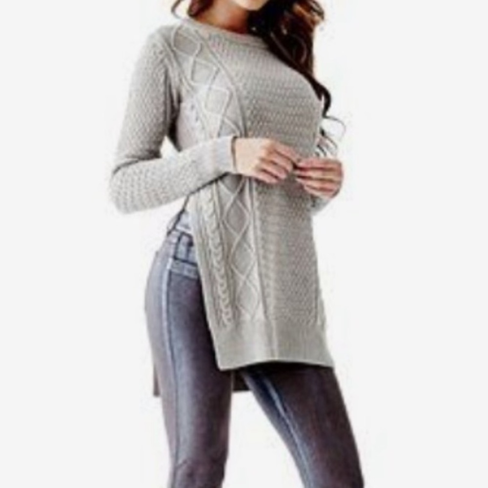 Guess Black High Side Slit Knit Sweater